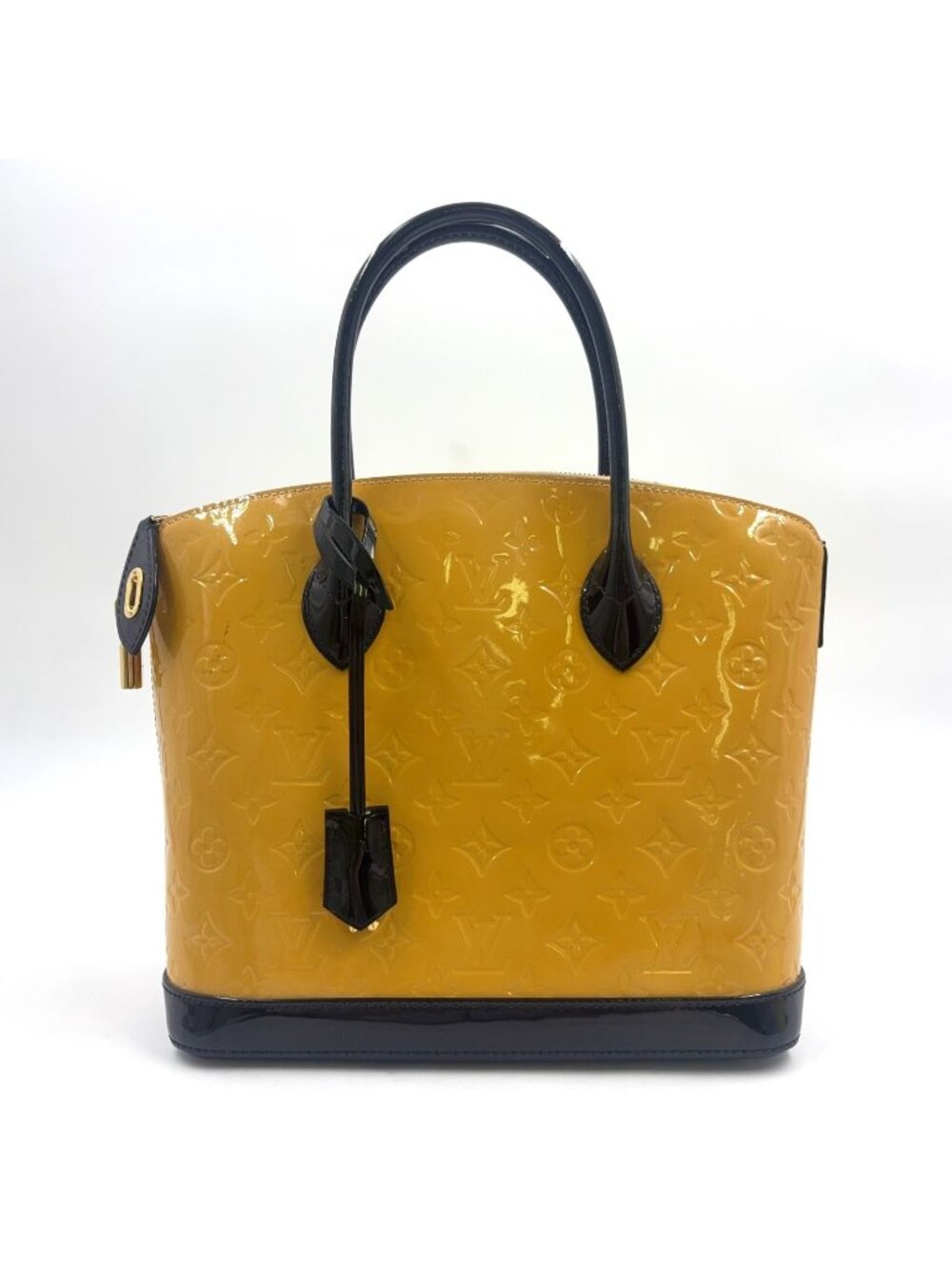 Louis Vuitton Vernis Lockit PM Monogram Patent Leather Yellow Black Handbag Gold